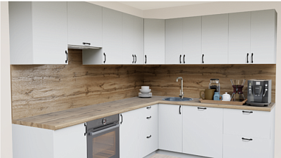 Кухня угловая Белый софт 3005